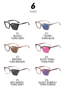 Lunettes de soleil tendance Partagas avec logo personnalisé, effet œil de chat, photochromiques, anti-lumière bleue, protection UV400 pour femmes - Product Image 5