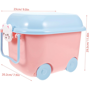 Large Flexible <b>Plastic</b> Injection-Molded Rectangle Storage Containers Wheels Handles Cute Macaron Colors Kids Toys Storage <b>Boxes</b> - Product Image 2