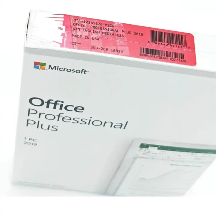 Office 2019 Professional Plus Package complet de garantie pendant un mois Activation en ligne Medialess Bind Office Pro Plus 2019