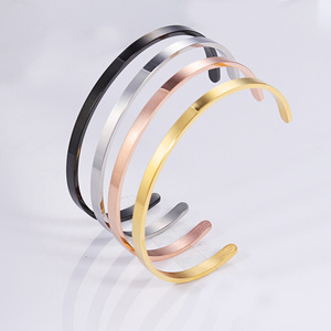 Wholesales Stainless Steel Jewelry Custom Men Women <strong>Silver</strong> 63mm Gold Plated Cuff <strong>Bracelet</strong> <strong>Bangles</strong> - Product Image 1
