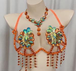 Reggicalze in filo metallico con perline per Samba, Carnevale, EDC, Rave, Passista, Pageant, Cabaret, Teatro di Broadway, Mardi Gras, Vegas, Performance da Showgirl - Product Image 5