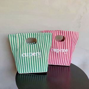 Cupere Striped <b>Canvas</b> <b>Tote</b> Bag Minimalist Design Shopping Bag - Product Image 5