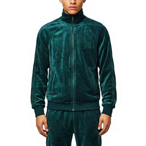 WB093TS Custom 300gsm Green Velour Velvet Tracksuit Sportswear <b>Blanket</b> Tech <b>Fleece</b> <b>Luxury</b> Winter Casual Solid Men - Product Image 1