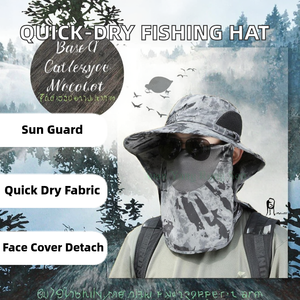 Chapeau Bob Unisexe Séchage Rapide avec Broderie 3D Lettres et Images, Protection Solaire Respirante pour Pêche et Activités de Plein Air, avec Cache-Visage Amovible - Product Image 2