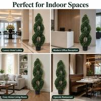 Árbol Topiario Artificial en Espiral Doble de 120 cm, en Maceta, para Decoración de Interiores, Realista, Verde Artificial