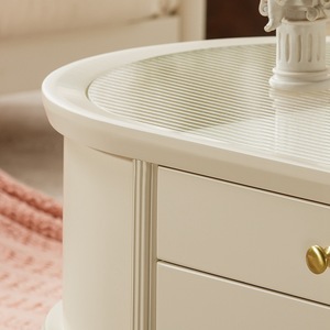 <span class=keywords><strong>Table</strong></span> à thé de Style crème française tout en bois massif pur bûche <span class=keywords><strong>Table</strong></span> basse en verre ovale salon américain petit appartement meubles - Product Image 5