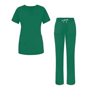 Women <b>Scrub</b> <b>Tops</b> Solid Color V Neck Short Sleeve Polyester Hospital Uniforms for Medical Workwear with Front Zip and Pockets - Product Image 2