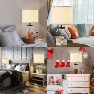 Lampada da tavolo moderna <span class=keywords><strong>in</strong></span> vetro con paralume regolabile a LED con paralume <span class=keywords><strong>bianco</strong></span> per uso camera da letto/ufficio incluso - Product Image 3