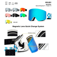Masque de ski magnétique polarisé à double couche avec lentille amovible, lunettes de snowboard, lunettes de sport pour la neige, logo personnalisé