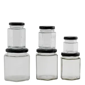 Factory Direct Sales 500ml Hexagon Bottle Honey Storage Food Glass Jar Hexagonal Honey Glass Jam Jar With Lid
