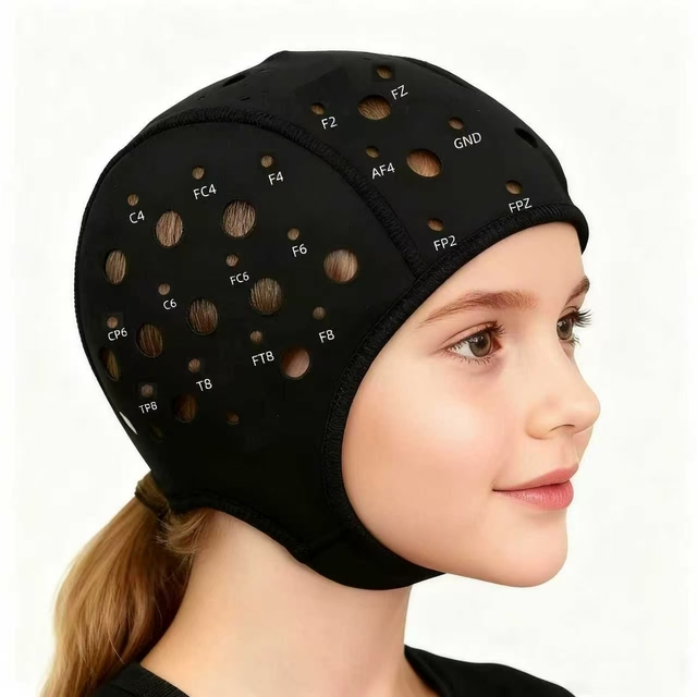 EEG Cap 10/20 System Adults Electrode Placement Headset 64-Channel Elastic Fabric Universal Connectors Brain Activity
