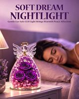 Roses éternelles pour la fête des mères et les anniversaires avec figurines d'anges en verre - Coffret cadeau de fleurs fraîches éternelles pour femmes et mamans