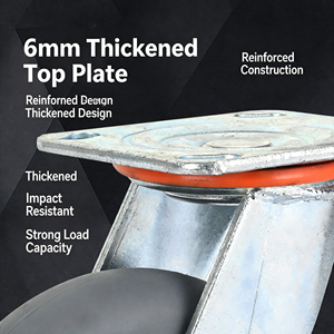 Rueda Giratoria de Poliuretano de 4 Pulgadas, Tipo Plano, con Rodamiento de Bolas y Freno, Placa Base de 95×65 mm, para Almacenamiento y Logística - Product Image 4