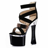 Sandales à talons hauts pour femmes, talons de 18 cm, sexy, à bout ouvert, pour pole dance, fétichisme, objet étranger, striptease