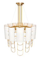 Lustre créatif en métal doré superposé pour hall d'hôtel, avec abat-jour en albâtre naturel, luminaire suspendu