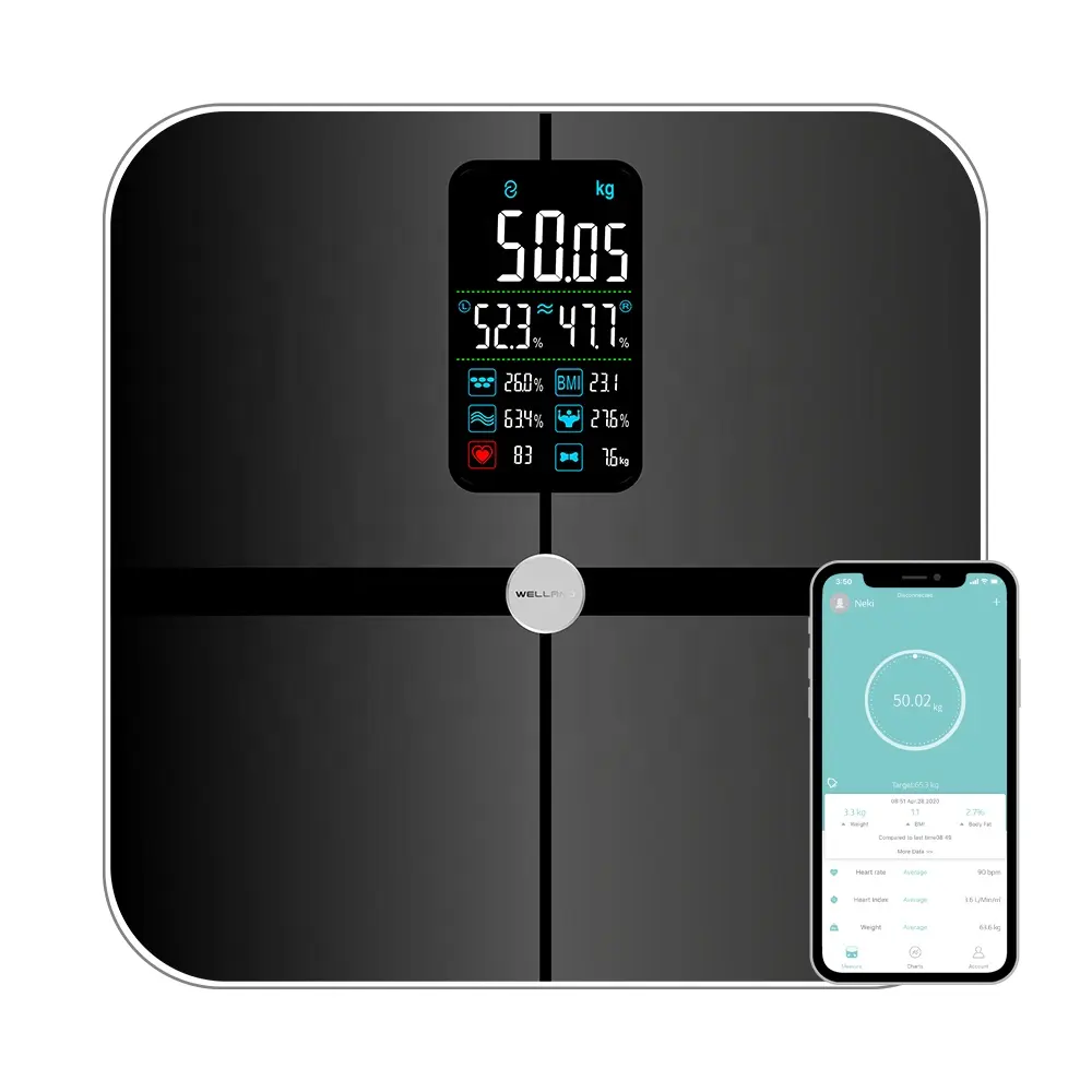 Grote Va Display Smart Body Fat Scale Baby Mode Ito Digitale Hartslagmeter Usb Opladen App Nieuwe Badkamer Wifi Body Samenstelling