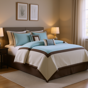 Juego de Edredón Db de 7 Piezas, Tela Satén Tejida con Diseño Floral Sólido, para Cama Queen, King, Super King, para Hogar, Hotel, Bodas - Product Image 2