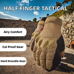 Guantes Tácticos Resistentes de Medio Dedo, Transpirables, de Poliéster, para Caza y Motociclismo, con Protección de Nudillos Reforzada y Resistentes a Cortes - Product Image 2