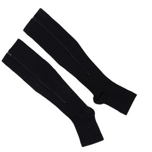 Chaussettes de compression Qt avec fermeture éclair, en soie élastique couleur chair foncée pour femmes, soutien des jambes - Product Image 5