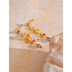 JINYOU 7156, Pendientes Colgantes <span class=keywords><strong>de</strong></span> Circonia Colorida, Diseño Moderno, Cadena <span class=keywords><strong>de</strong></span> <span class=keywords><strong>Acero</strong></span> <span class=keywords><strong>Inoxidable</strong></span>, Pendientes <span class=keywords><strong>de</strong></span> Circonia para Mujer - Product Image 2