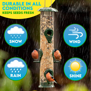 Petdom Khay Cho Chim Chống Sóc Treo Bằng Nhựa Ngoài Trời Cho Chim Hoang Dã Với 6 Cổng Cho Ăn Cho Chim Ăn Trong Vườn Có Móc Treo Bằng Thép - Product Image 4