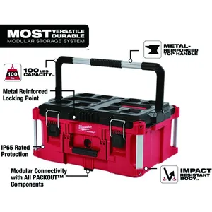 กล่องเครื่องมือ <span class=keywords><strong>Milwaukee</strong></span> <span class=keywords><strong>PACKOUT</strong></span> 48-22-8425 ขนาดใหญ่ ทนทาน รับน้ำหนักได้ 100 ปอนด์ ปิดผนึกกันน้ำระดับ IP65 กล่องเครื่องมือขนาดใหญ่ - Product Image 6