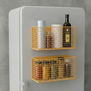 Organisateur magnétique multifonctionnel pour réfrigérateur, étagère métallique sans perçage, solution de rangement robuste pour la cuisine et le réfrigérateur - Product Image 3