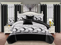 Ensemble complet de chambre à coucher 12 pièces avec rideaux, collection de literie et de décoration de fenêtre imprimées, comprenant draps, taies d'oreiller et 6 panneaux