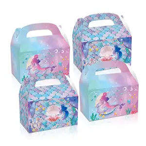 Nicro Under The Sea Little Mermaid Kids Birthday Candy Treat Boxes Fruits Design Paper Gift Cake Goodies Box Party Supplies