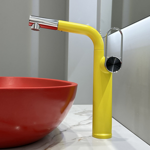 Robinet de lavabo moderne en laiton chromé à montage sur pont, à poignée unique, pour eau chaude et froide - Product Image 1