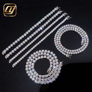 Collier Chaîne Tennis Classique en Argent S925 Plaqué Rhodium avec Moissanite Taille Ronde Brillante, Plusieurs Tailles Disponibles pour Femme, Expédition Rapide, Prêt à Expédier - Product Image 4