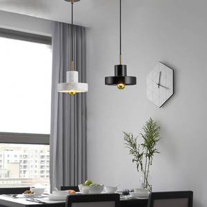 Lámpara colgante minimalista moderna de un solo cabezal, de latón y mármol, redonda, para techo, para el hogar, dormitorio, comedor. - Product Image 2