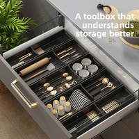 Organisateur de tiroir de cuisine en aluminium spatial, plateau de séparation intégré pour armoire, boîte de rangement pour couverts (couteaux, fourchettes, baguettes)