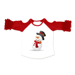 Milk Silk Girls Summer Cold Shoulder Ruffle Long Sleeve Raglan Tee <b>Kids</b> Casual Knitted Print T-Shirt - Product Image 2