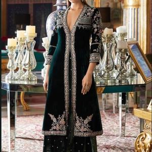 Beautiful-Long Kurta with Plaazo---<b>Dress</b> for Party-wear-<b>dress</b> with Beautiful--<b>applique</b> Work for Party/ Wedding =2021 - Product Image 1