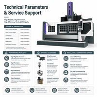 Tour CNC vertical industriel à grande capacité certifié CE ISO pour le tournage et le perçage de métaux
