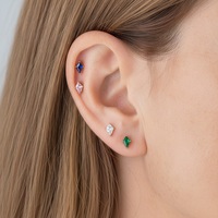 Perhiasan Tindik Telinga Tragus Helix Titanium G23 F136 16G Warna CZ