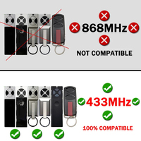 Compatible avec les émetteurs de télécommande de portail 433 MHz suivants : TX4UNI, TX4UNIF, TX2EV, TX4RUNI, E950C, E940C et TX2