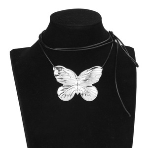 Collar de Moda con Mariposa Metálica, Aleación de Zinc, Hilo Encerado Negro, Joyería para Fiesta - Product Image 3