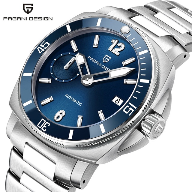 PAGANI DESIGN PD-1820 Men's New Automatic Mechanical Watch Stainless Steel Pointer Dial 24mm Band 100m Water Resistant Luminous