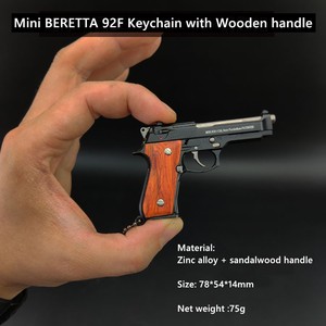 Portachiavi Pistola Giocattolo Beretta 92fs con Manico in Legno Mini Pistola in Metallo 3D - Product Image 3
