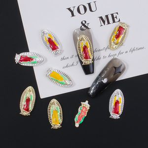Breloques pour ongles de la <span class=keywords><strong>Vierge</strong></span> Marie motifs d'alliage appuyez sur les ongles avec des breloques San Judas nail art charmes - Product Image 2