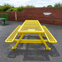 Table de pique-nique extérieure en métal durable avec surface de jeu personnalisée, table de jeu éducative pour l'école, le parc et les enfants