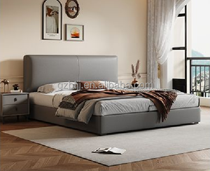 Letto Matrimoniale BTLB041 dal Design Moderno, Ultra-sottile, con Testiera in Microfibra, Struttura in Legno e Gambe in Acciaio, Morbido e Confortevole, Ideale per Piccoli Appartamenti - Product Image 3