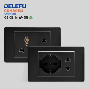 DELEFU Panel PC hitam standar EU Italia 2-pin Universal dan Schuko soket dinding - Product Image 1