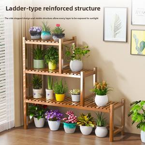 Estante de Bambú para Flores, de Pie, Trapezoidal, de 3 Niveles, para Macetas, en Oferta - Product Image 4