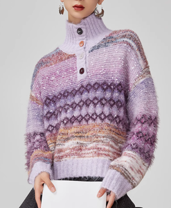 Di alto livello 2025 nuovo maglione da donna a righe morbide e delicate a strisce sfumate da donna - Product Image 6