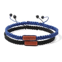 Bracelet en pierre naturelle à motif géométrique, personnalisé, vente en gros, unisexe, bracelet en cordon tressé ciré, ensemble pour homme et femme