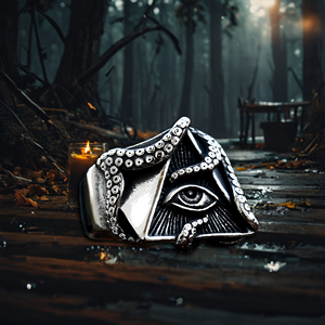 Anillo de acero de titanio Retro Vintage Unisex, acero inoxidable 316L, Ojo del diablo fundido, pulpo plateado para boda, regalo al por mayor - Product Image 4