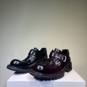Chaussures formelles pour hommes de style britannique en cuir de cheval lavé à l'eau haut de gamme, chaussures en cuir véritable faites à la main, chaussures de marié pour mariage - Product Image 6